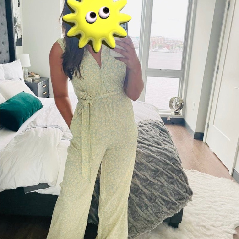 Floral Yellow Easter/ Mother’s Day Jumpsuit-wide Leg. DEREK LAM